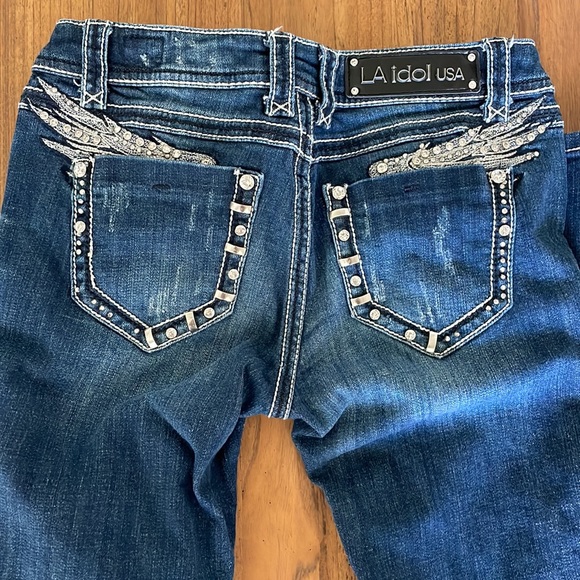 LA Idol Bling Wing Skinny Jean. Sz 5 - Picture 2 of 12
